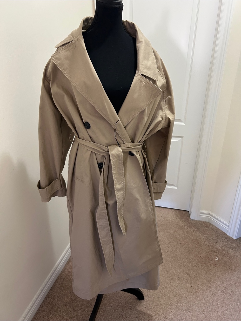 Zara Beige Trench Coat with Waist Tie